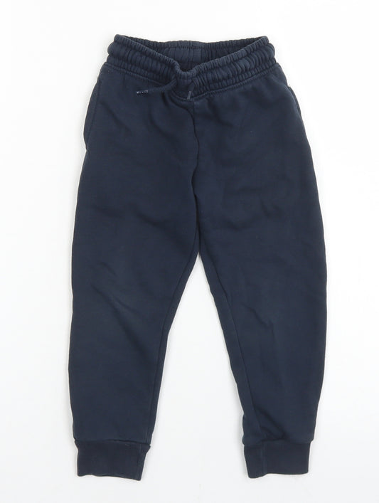 Dunnes Stores Boys Blue  Cotton Jogger Trousers Size 4 Years  Regular Drawstring