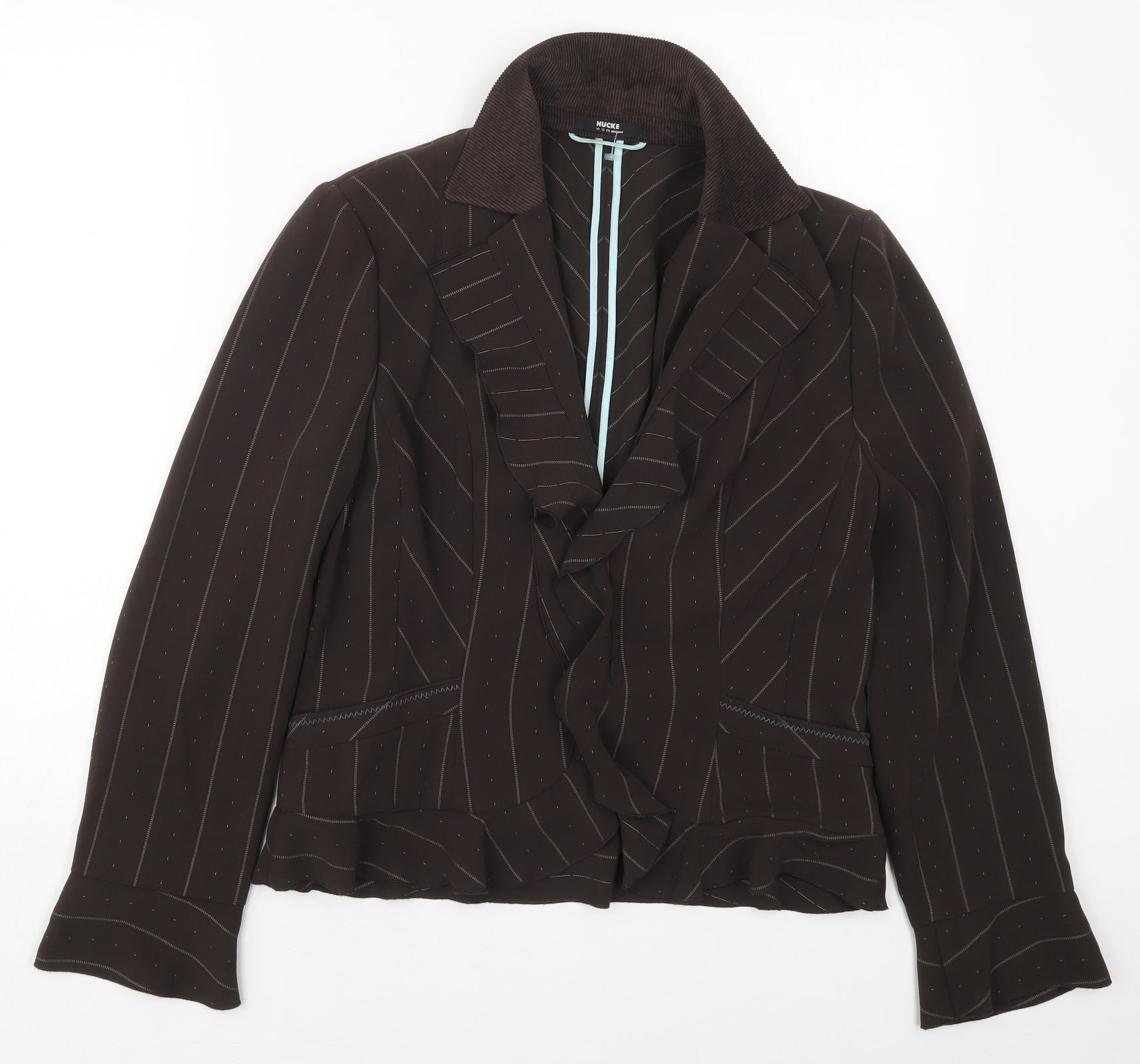 Hucke Womens Brown Striped Jacket Size 12 Hook & Eye – Preworn Ltd