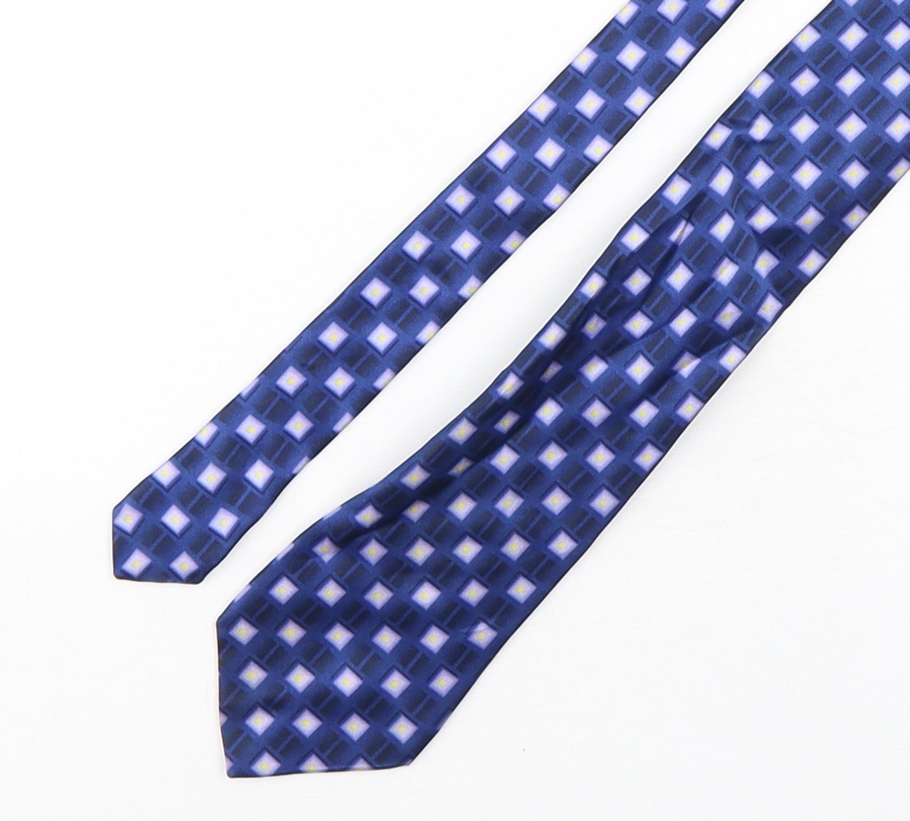 Ciro Citterio Mens Blue Plaids Checks Silk Pointed Tie One Size