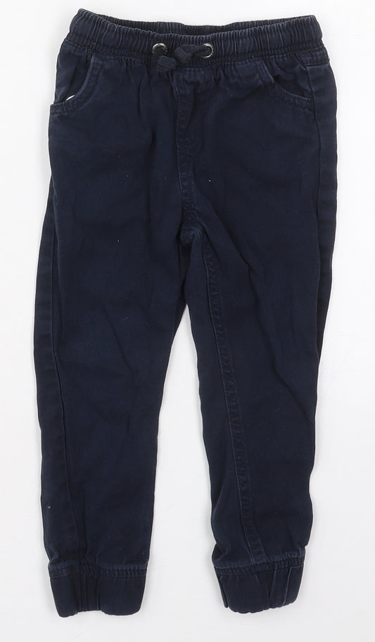 Pep&Co Boys Blue  Cotton Cargo Trousers Size 3-4 Years  Regular Drawstring