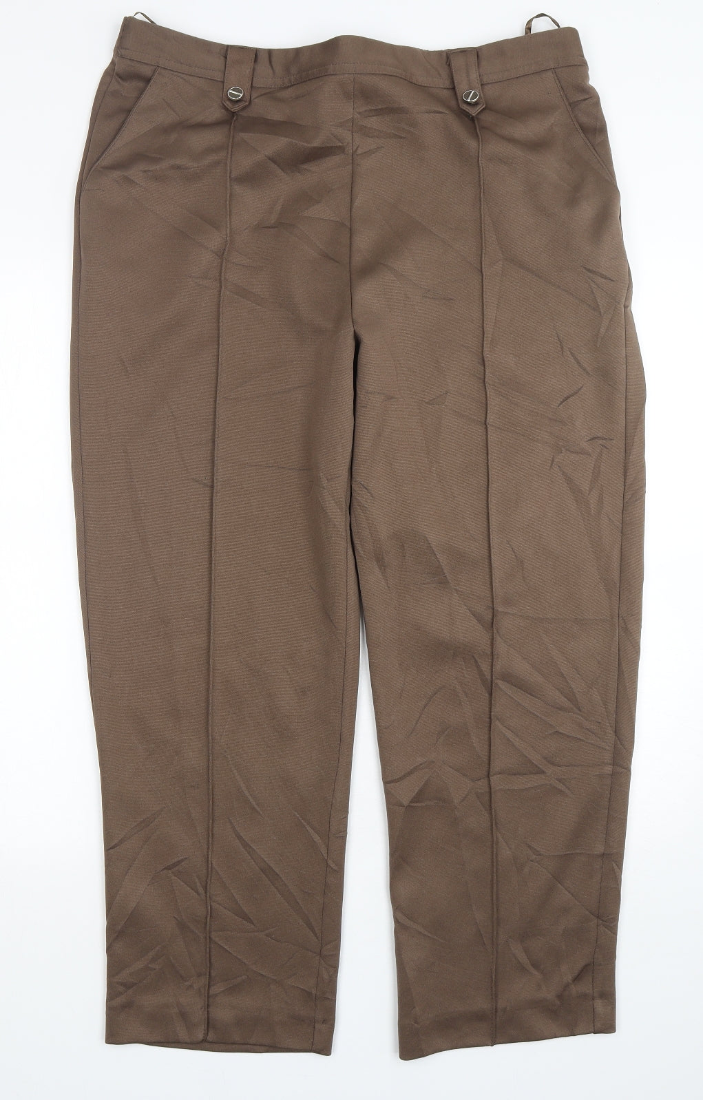 Bonmarché Womens Brown Polyester Trousers Size 18 L29 in Regular