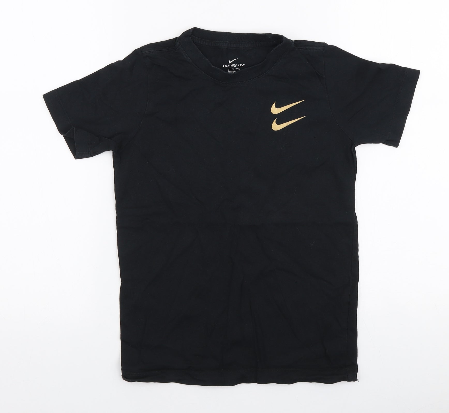 Boys black and sales gold nike shirt