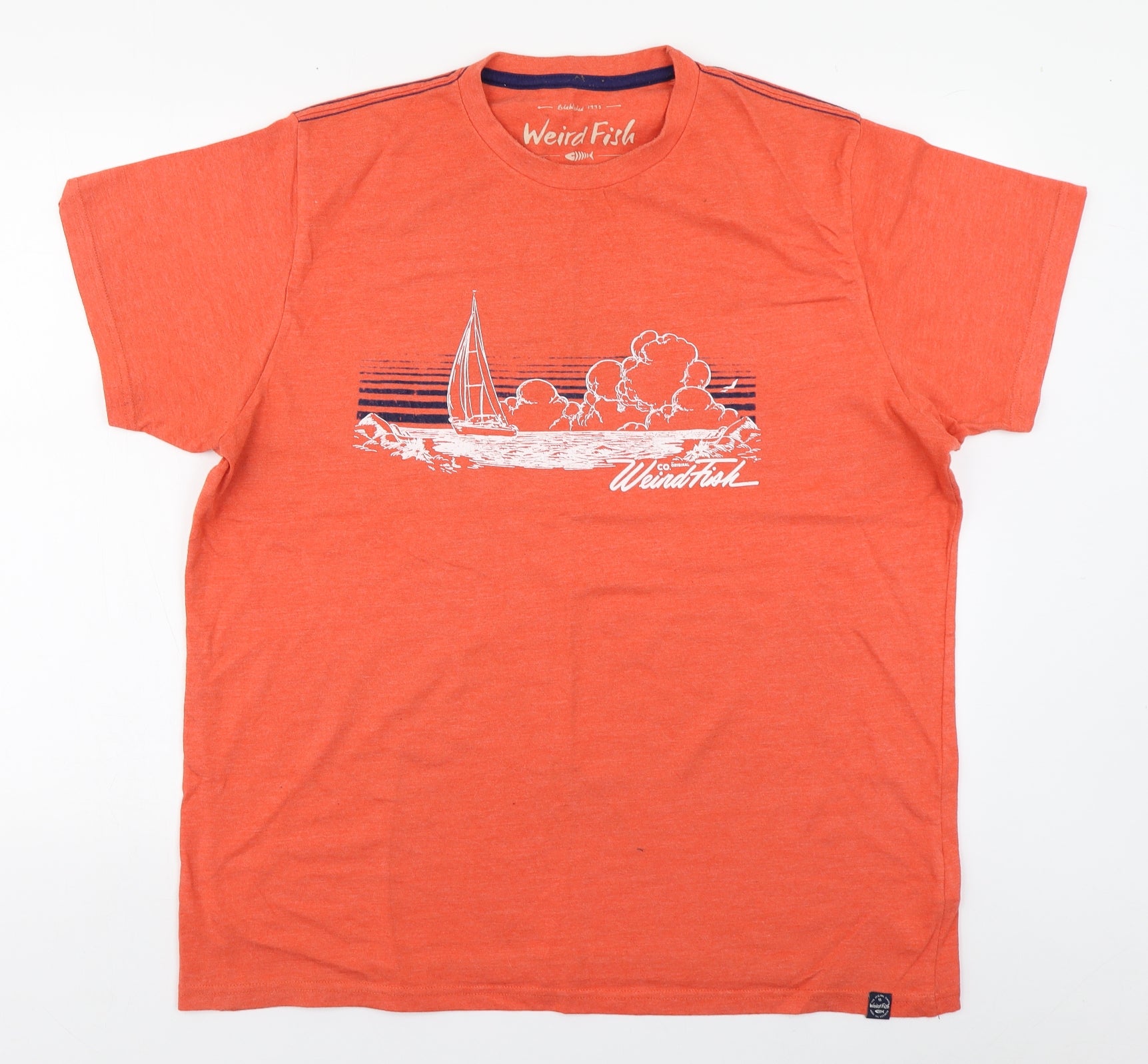 Weird Fish Mens Orange Cotton T-Shirt Size XL Round Neck – Preworn Ltd