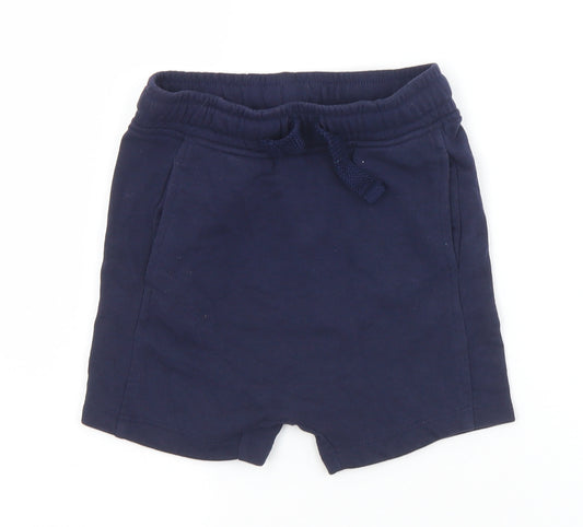 George Boys Blue  Cotton Sweat Shorts Size 3-4 Years  Regular Drawstring