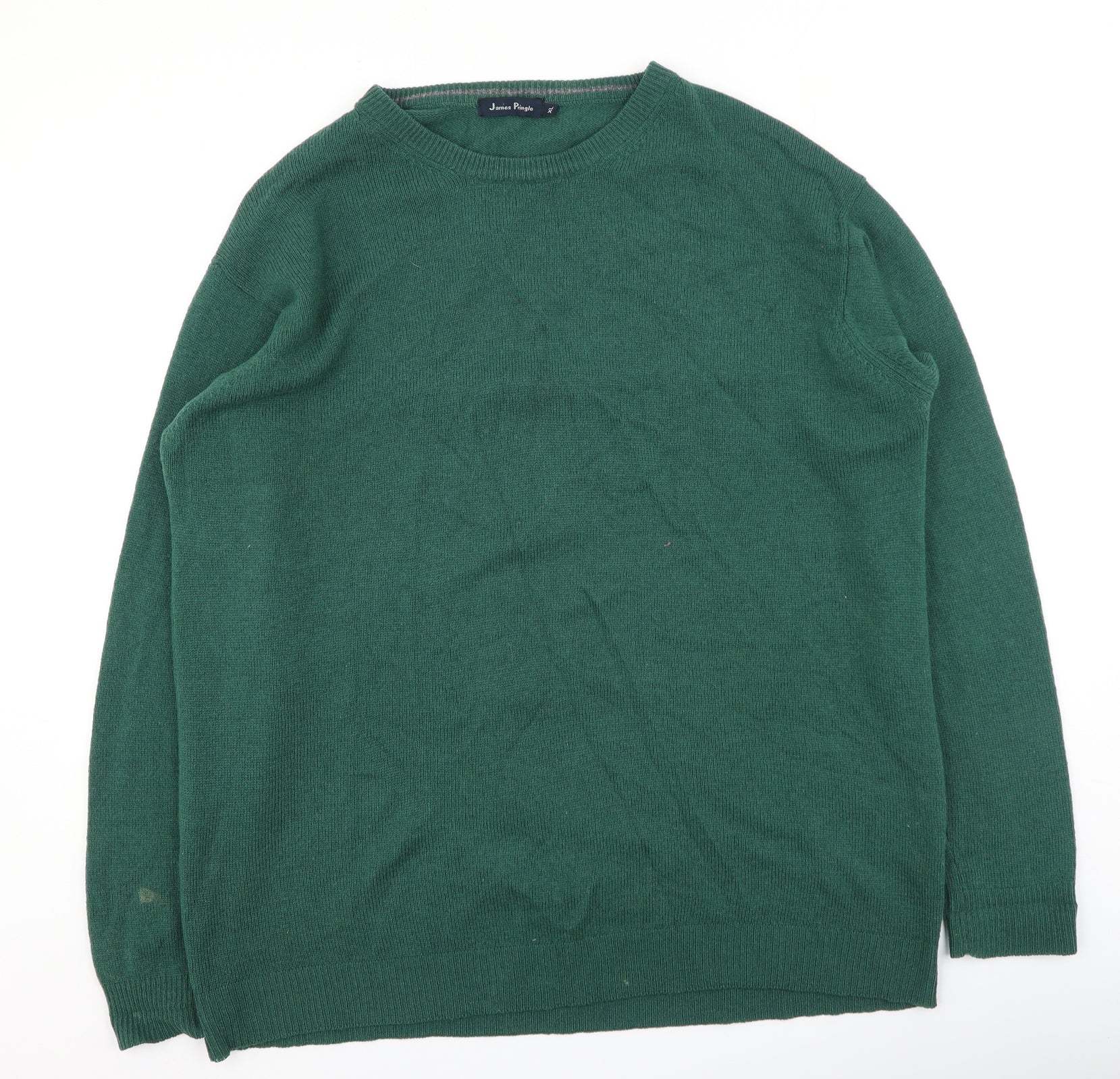 James Pringle Mens Green Round Neck Wool Pullover Jumper Size XL Preworn Ltd