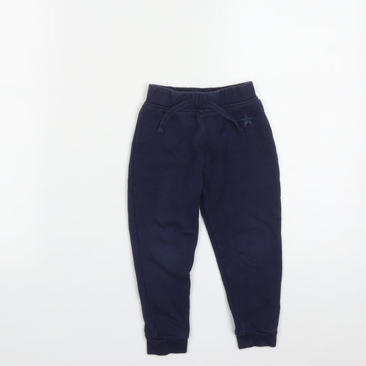 Dunnes Boys Blue  Cotton Jogger Trousers Size 2-3 Years  Regular Drawstring