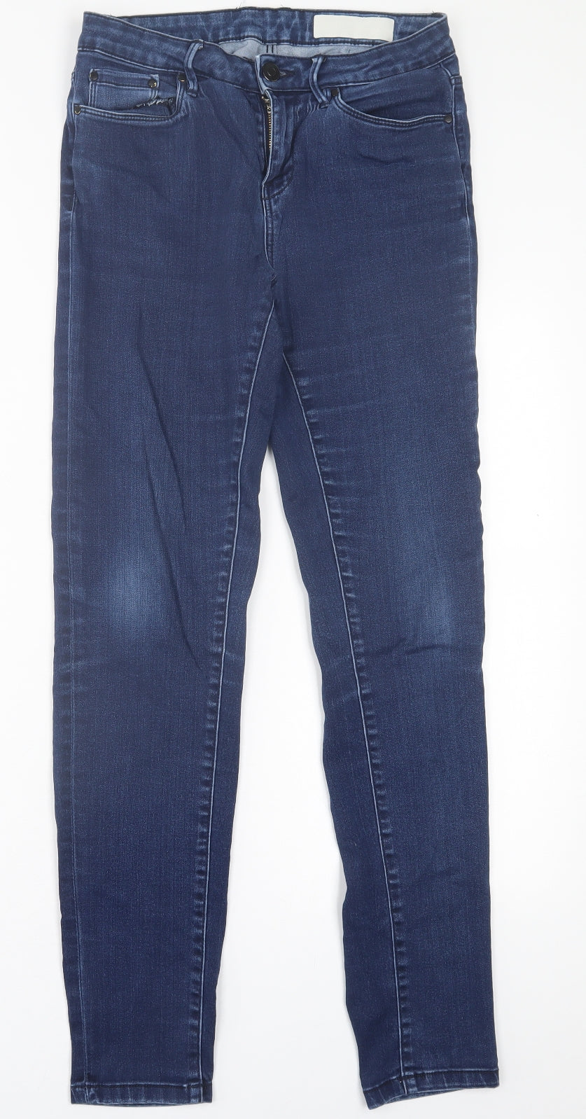 ESMARA Womens Blue Cotton Skinny Preworn – in Size L30 Ltd 30 Jeans in Butto Regular
