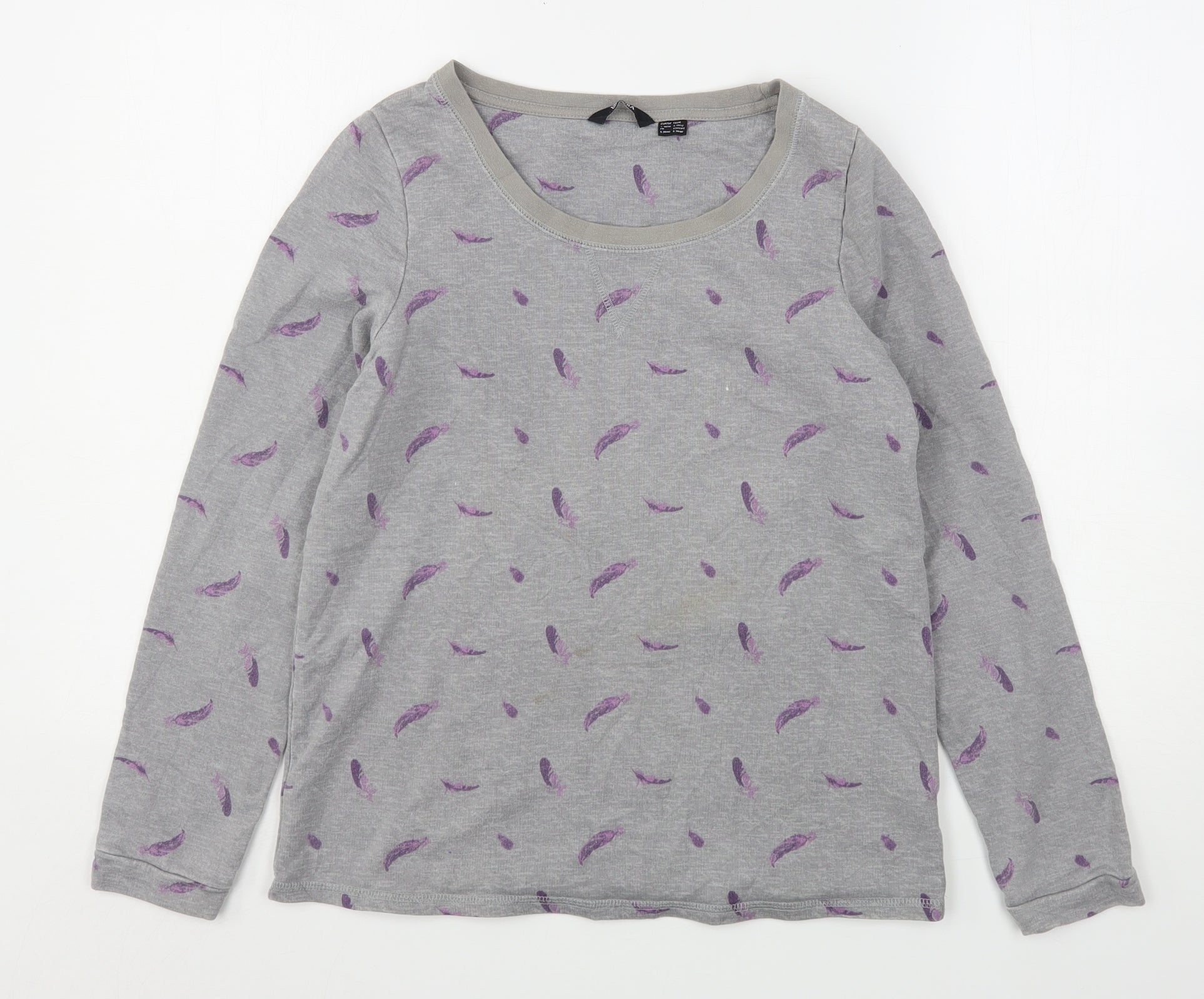 ESMARA Womens Grey Geometric Cotton Preworn Sweatshirt Pullover 10 Ltd Size –