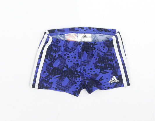 adidas Boys Blue Geometric Polyester Sweat Shorts Size 3-4 Years  Regular