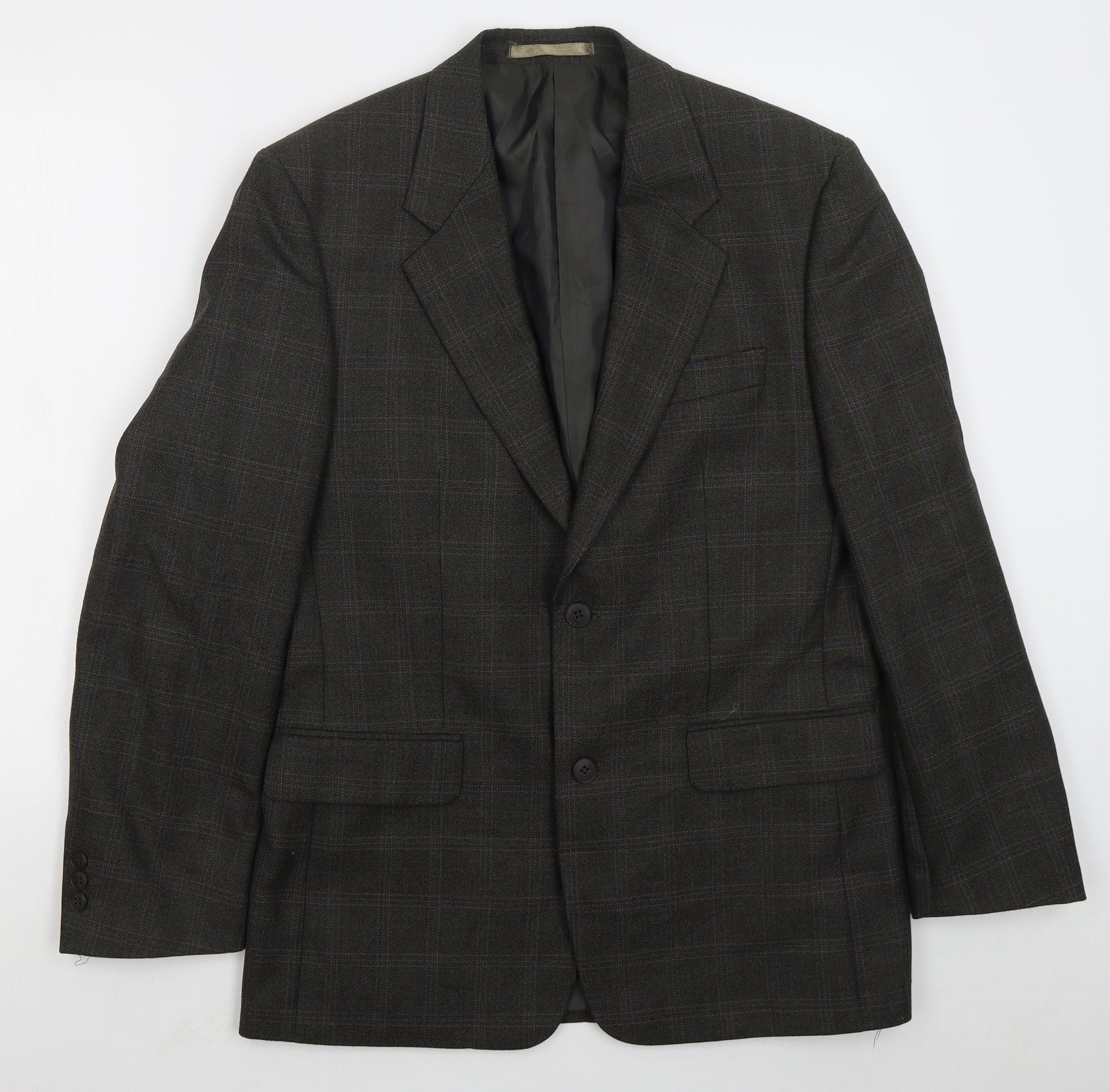 Brook Taverner Mens Brown Check Polyester Jacket Suit Jacket Size