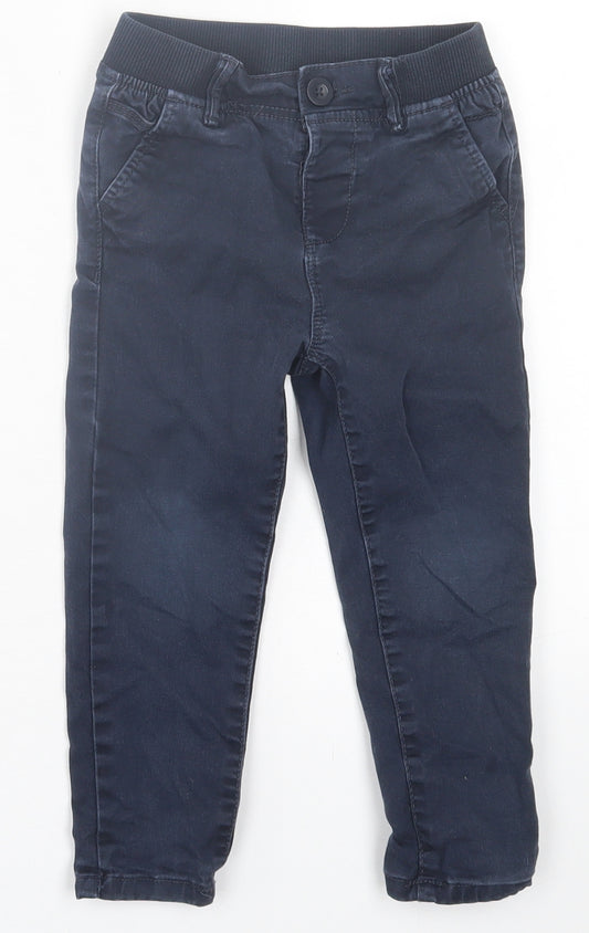 Dunnes Stores Boys Blue  Cotton Chino Trousers Size 2-3 Years  Regular Button