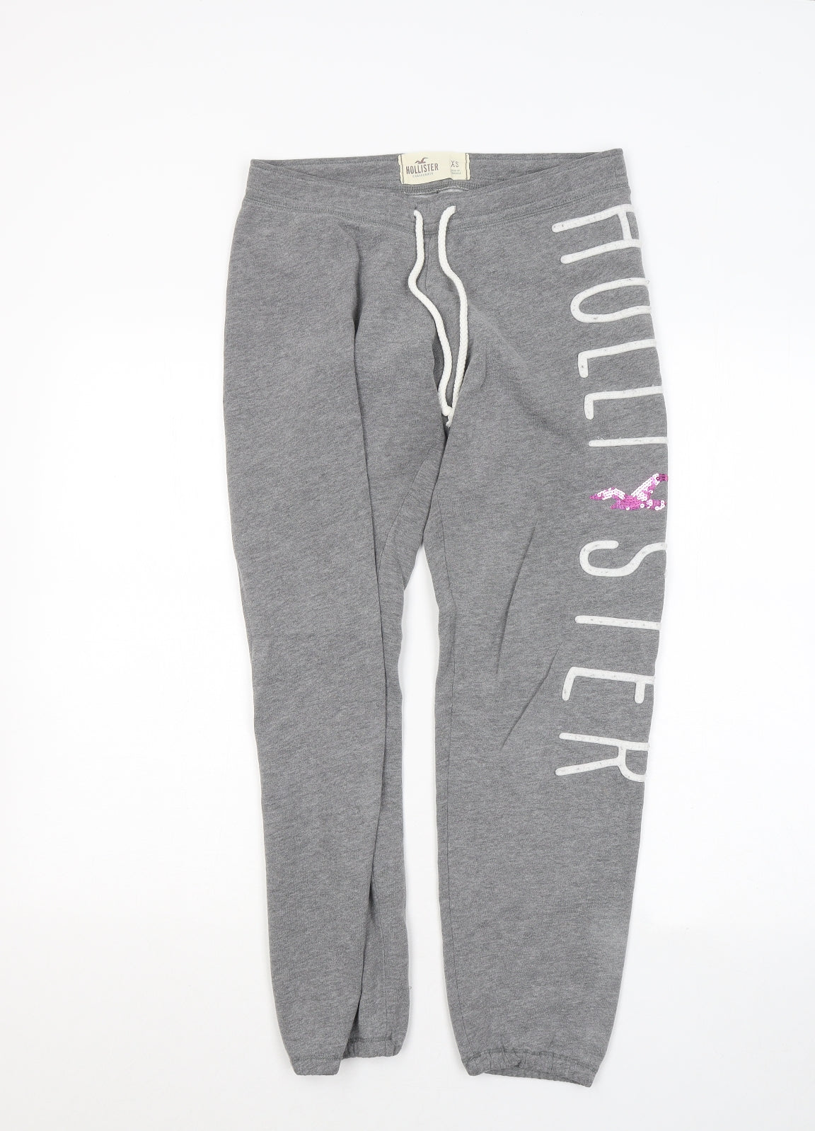 Hollister Womens Grey Cotton Jogger Trousers Size XS L25 in
