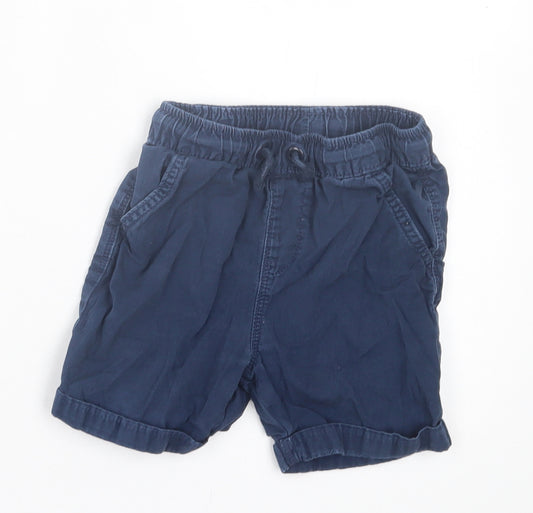 George Boys Blue Cotton Chino Shorts Size 3-4 Years Regular Tie
