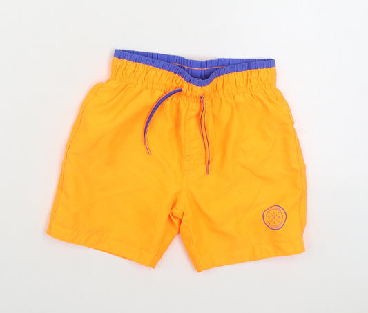 Rebel Boys Orange Polyester Sweat Shorts Size 3-4 Years Regular Tie - Swim trunks