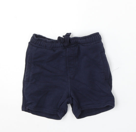 Marks and Spencer Boys Blue Cotton Sweat Shorts Size 3-4 Years Regular