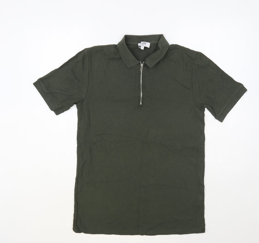 Taylor & Wright Mens Green Cotton Polo Size S Collared Zip