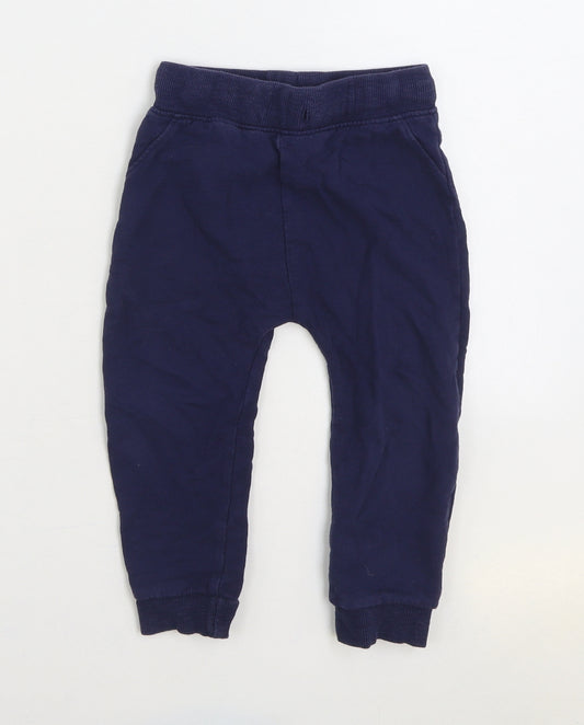 Dunnes Stores Boys Blue Cotton Jogger Trousers Size 2-3 Years Regular Drawstring