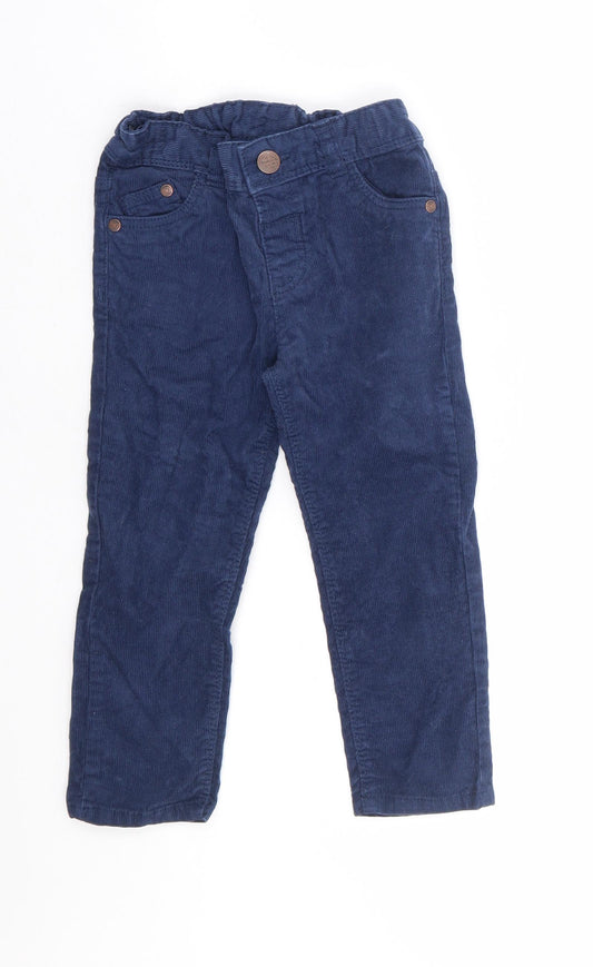 TU Boys Blue Cotton Chino Trousers Size 2-3 Years Regular Button