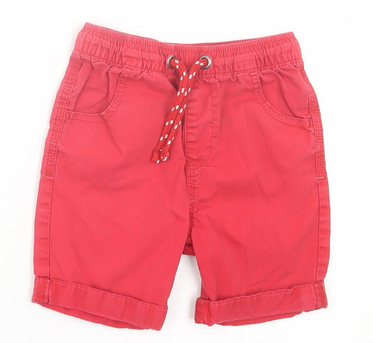 George Boys Red Cotton Cropped Trousers Size 2-3 Years Regular Drawstring - Shorts