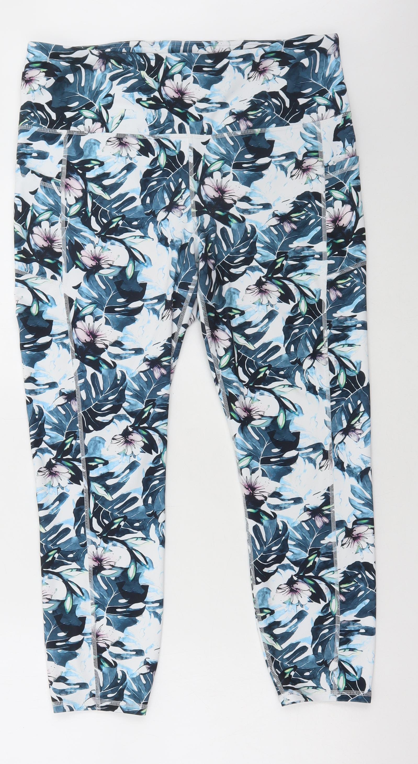 Gaiam Womens Multicoloured Floral Polyester Capri Leggings Size XL