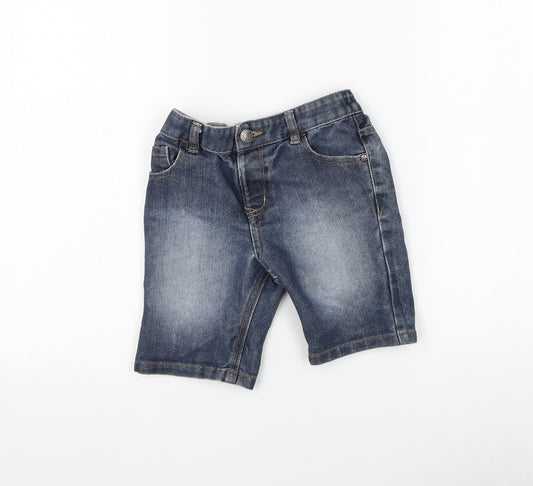 George Boys Blue Cotton Bermuda Shorts Size 3-4 Years Regular Zip