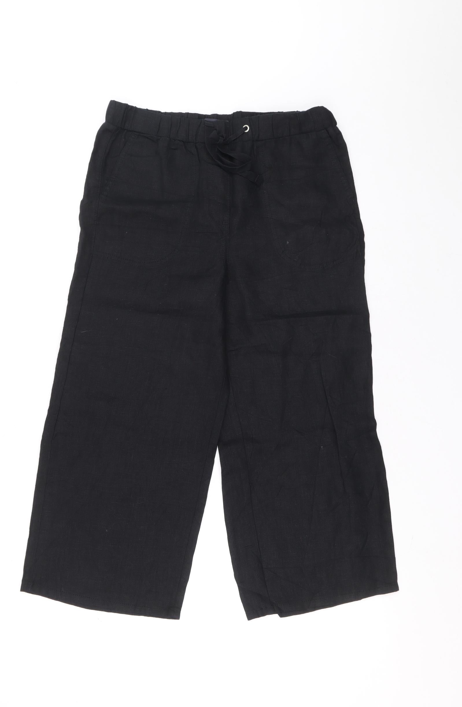 Marks and Spencer Womens Black Linen Cropped Trousers Size 6 L20.5 in –  Preworn Ltd