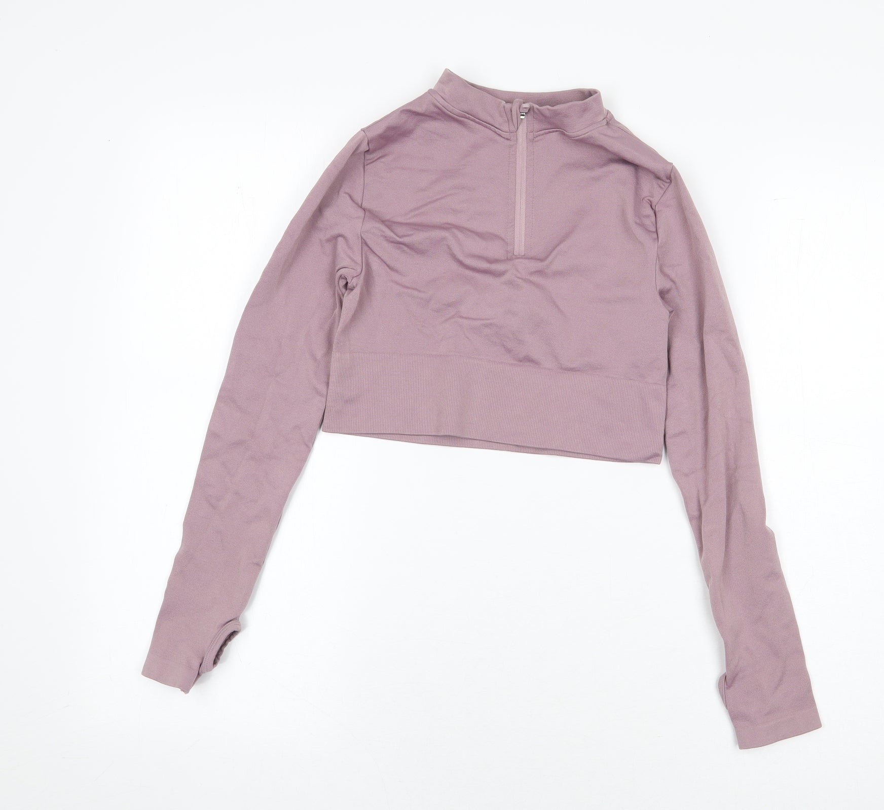 Gymshark Womens Pink Nylon Cropped T-Shirt Size XS Mock Neck Zip – Preworn  Ltd