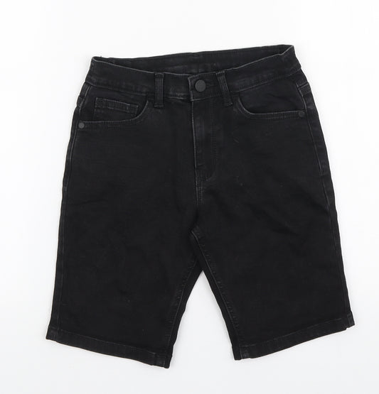 NEXT Boys Black Cotton Bermuda Shorts Size 8 Years Regular Zip