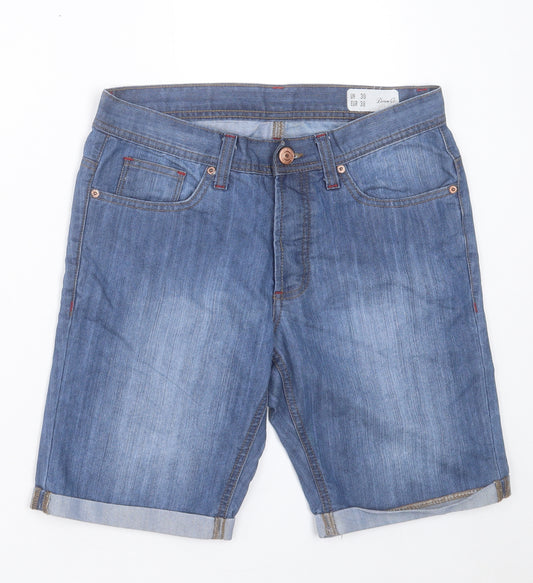 Denim & Co. Mens Blue Cotton Bermuda Shorts Size 30 in L10 in Regular Button