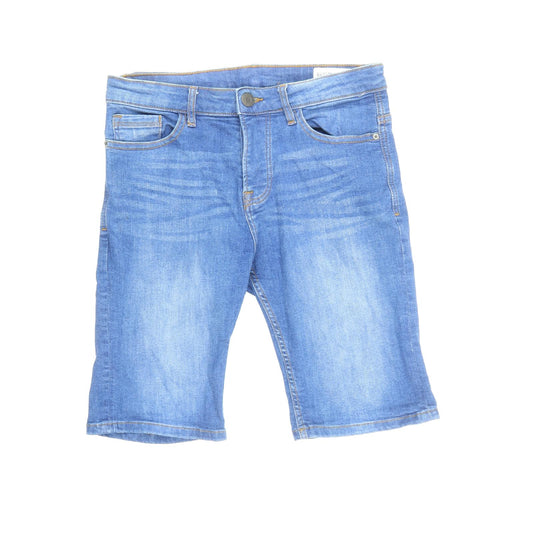 Denim & Co. Mens Blue Cotton Bermuda Shorts Size 30 in L11 in Regular Button
