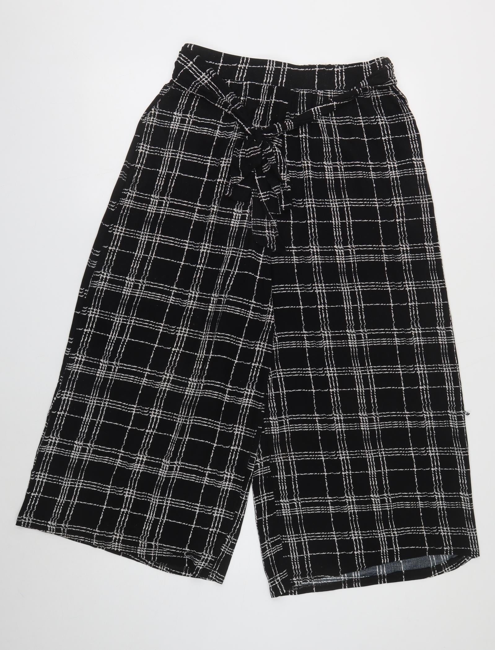 Shosho Womens Black Plaid Polyester Trousers Size L Regular – Preworn Ltd