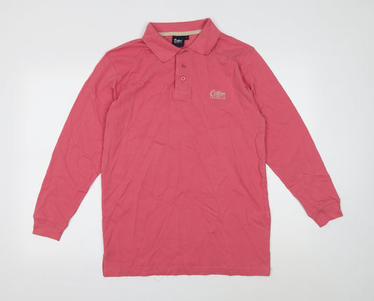 Cotton Traders Mens Pink Cotton Polo Size S Collared Button