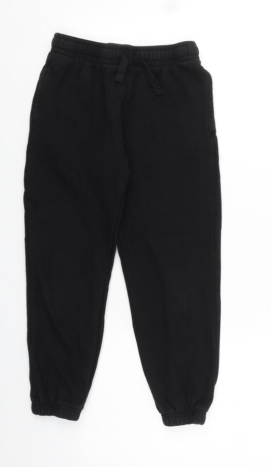 F&F Boys Black Cotton Sweatpants Trousers Size 9-10 Years Regular Tie