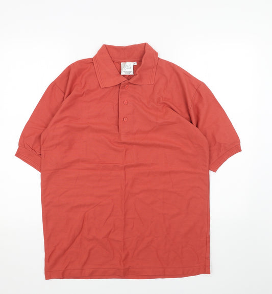 Armando Mens Red Cotton Polo Size L Collared Button