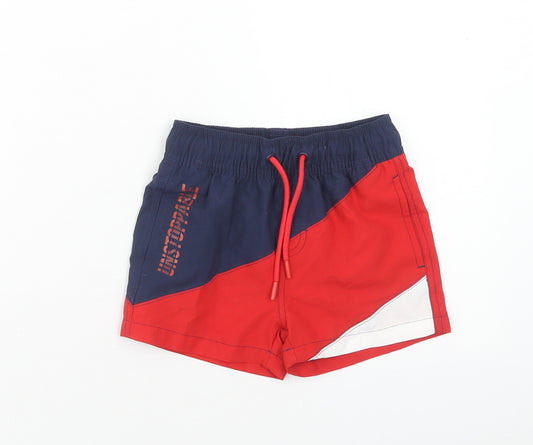 Nutmeg Boys Red Polyester Bermuda Shorts Size 3-4 Years Regular Drawstring - Swim Shorts