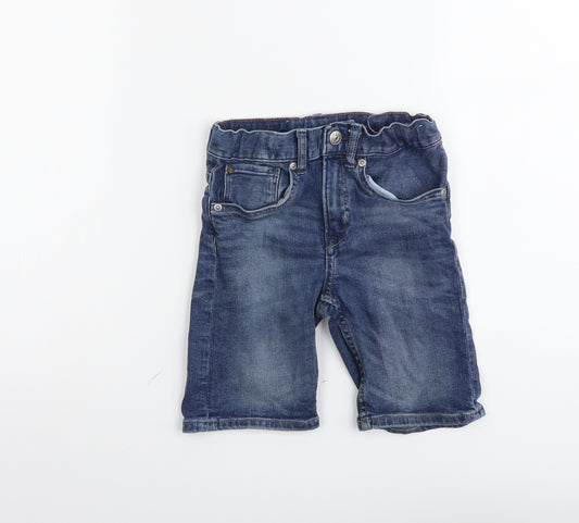 H&M Boys Blue Cotton Bermuda Shorts Size 5-6 Years Regular Zip