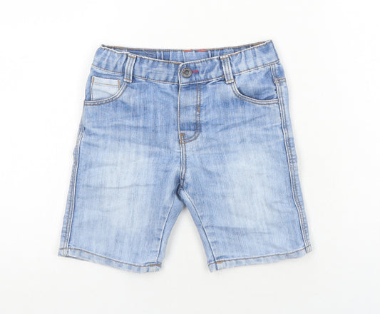 Preworn Boys Blue Cotton Bermuda Shorts Size 3-4 Years Regular Snap