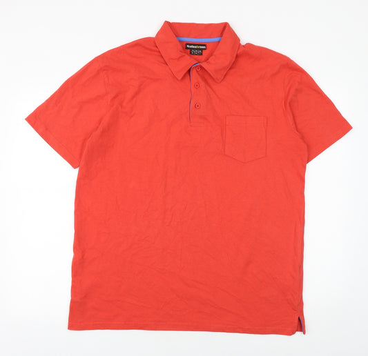 Atlas for men Mens Red Cotton Polo Size L Collared Button