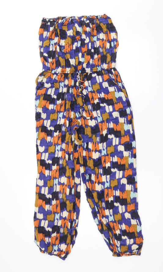 Angie Womens Multicoloured Geometric Viscose Jumpsuit One-Piece Size M Pullover
