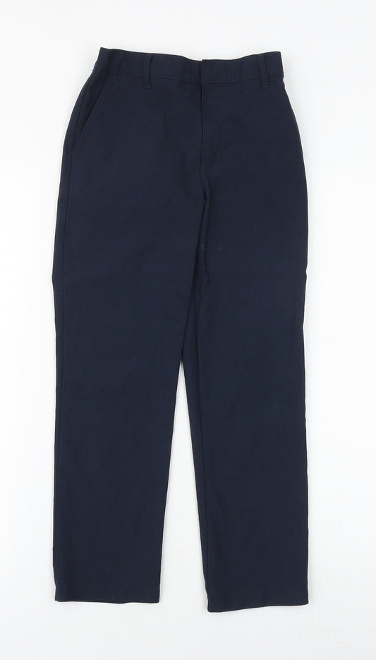 Marks and Spencer Boys Blue Viscose Dress Pants Trousers Size 8-9 Years Regular Zip