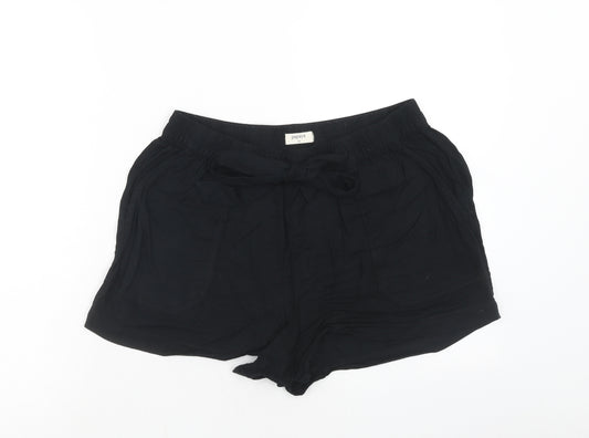 Papaya Womens Black Viscose Sweat Shorts Size 12 Regular Drawstring