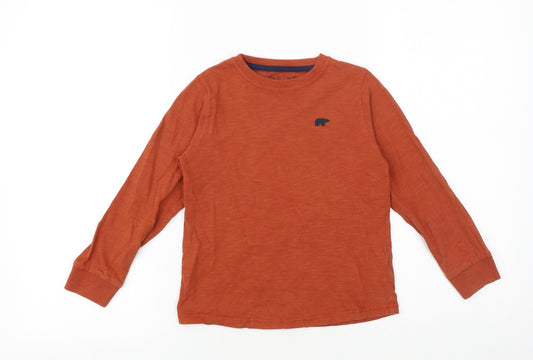 NEXT Boys Orange 100% Cotton Basic T-Shirt Size 7 Years Round Neck Pullover - Bear