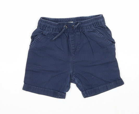 George Boys Blue Cotton Chino Shorts Size 3-4 Years Regular Drawstring