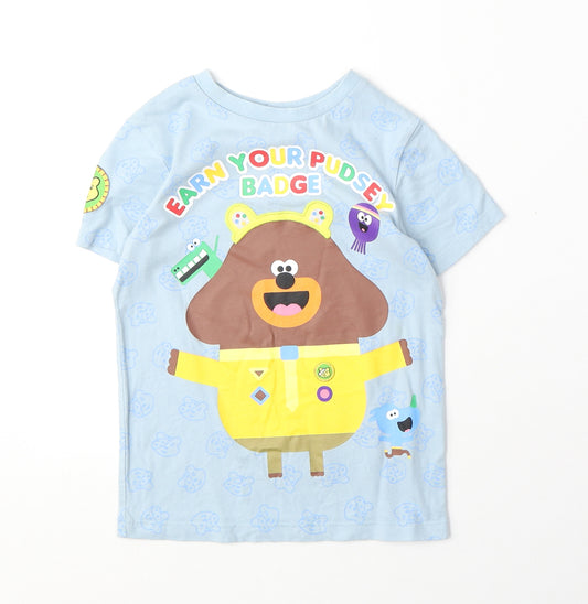 George Boys Blue 100% Cotton Basic T-Shirt Size 4-5 Years Round Neck Pullover - Earn Your Pudsey Badge