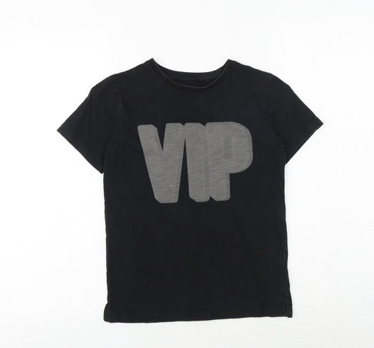 NEXT Boys Black 100% Cotton Basic T-Shirt Size 7 Years Round Neck Pullover - VIP
