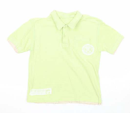 Dunnes Stores Boys Green Cotton Basic Polo Size 7 Years Collared Button