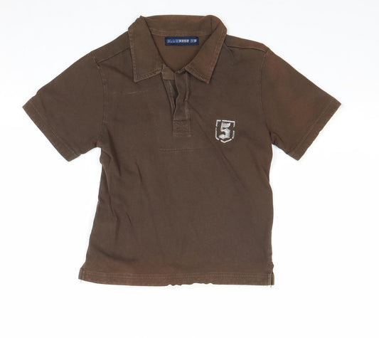 Blue Base Boys Brown Cotton Basic Polo Size 5 Years Collared Pullover