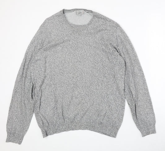 Marks and Spencer Mens Grey Round Neck Acrylic Pullover Jumper Size L Long Sleeve