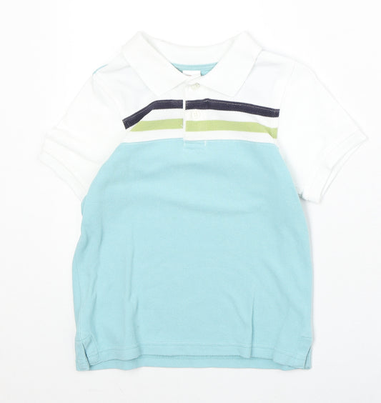 Gymboree Boys Blue Striped 100% Cotton Basic Polo Size 5 Years Collared Pullover