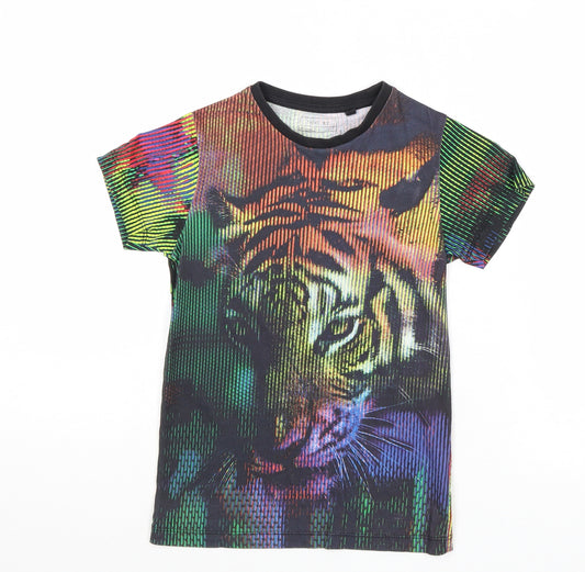 NEXT Boys Multicoloured Geometric Cotton Pullover T-Shirt Size 5 Years Round Neck Pullover - Tiger
